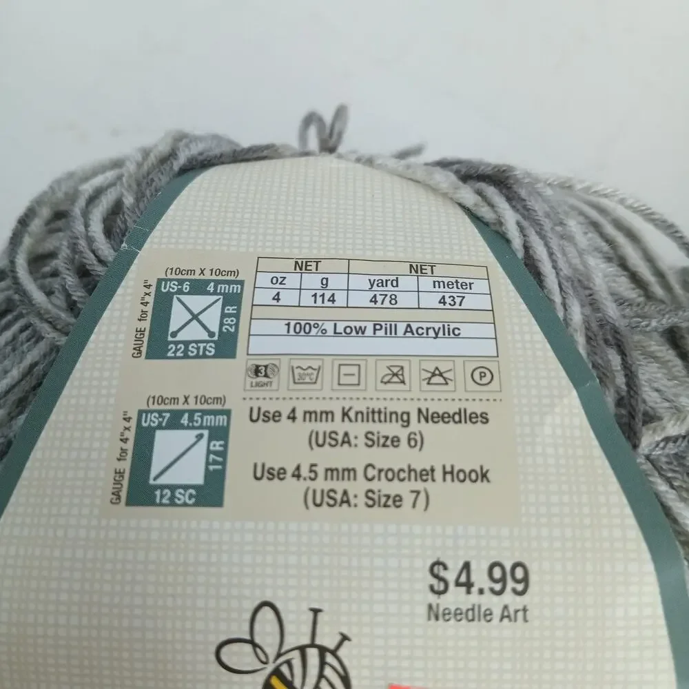 Lot of 2 Yarn Bee - Soft & Sleek DK - Color Cloud Control 4oz 478 Yds